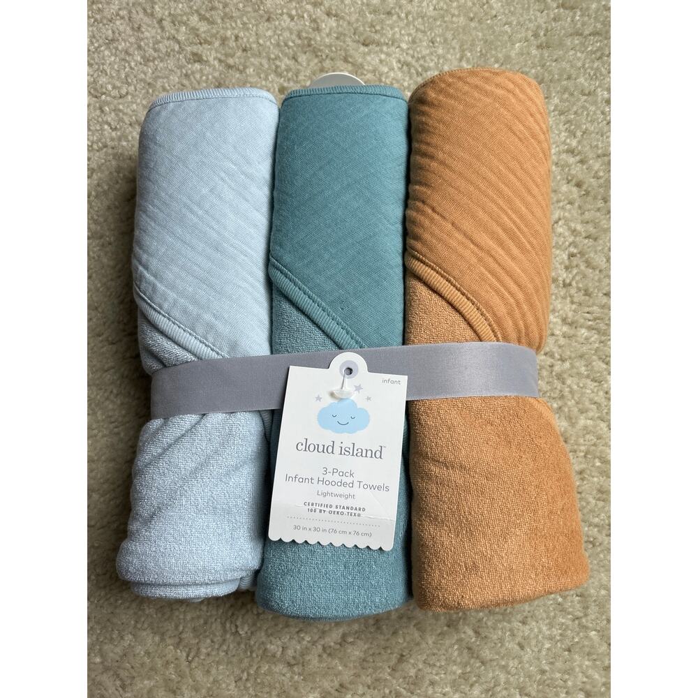 Cloud Island 3 pack infant hooded towels